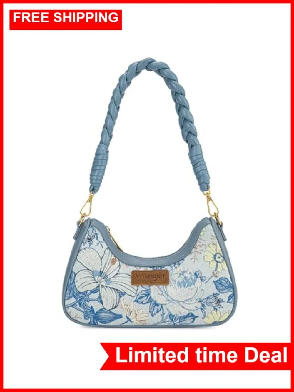 Vintage Floral Hobo Shoulder Bag for Women - Canvas & Faux Leather Purse
